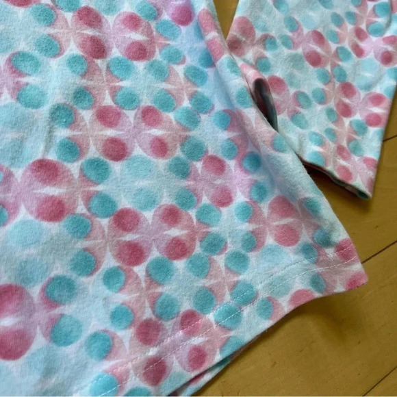 TALBOTS Blouse Cotton Blend Pink Blue Dot Design V Neck Collar Sz Petite Medium - Picture 4 of 8